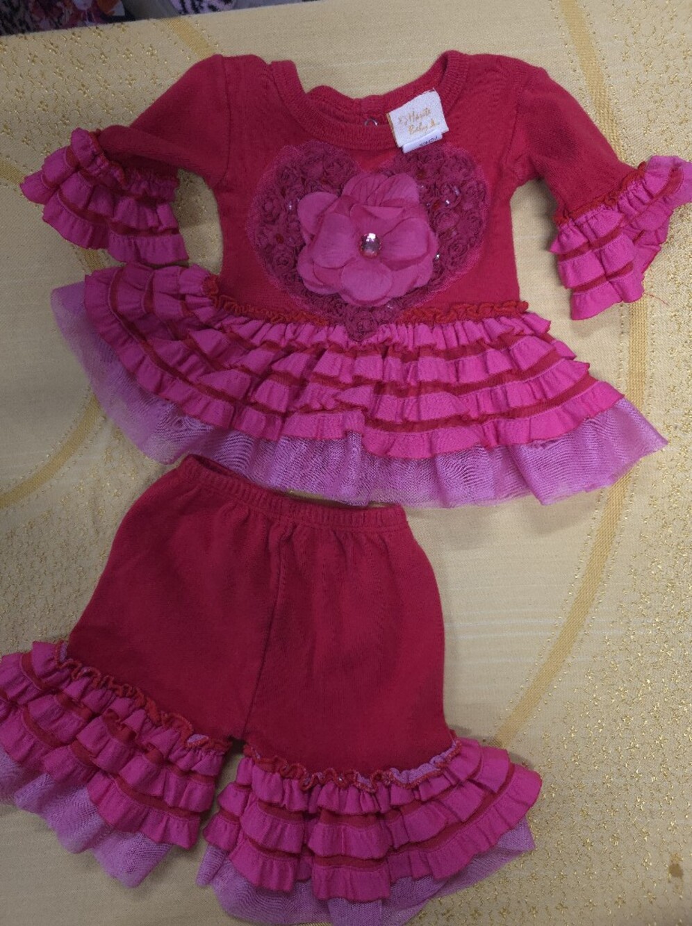 Pink Ruffle 2piece, Cardigans - Pink & Cream fox jacket - Picture 6 of 6